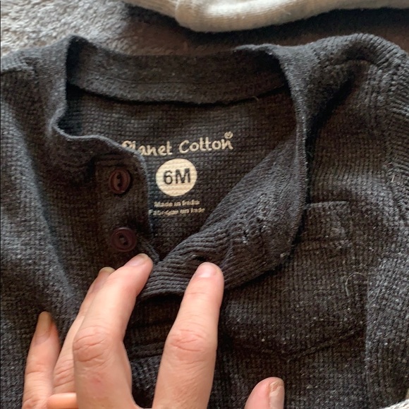 Baby boy clothes - gray sweaters, henley - Picture 3 of 4